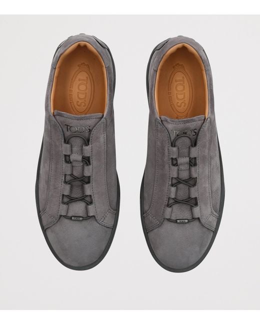 Tod's Gray Leather Elastic Cassetta Sneakers for men