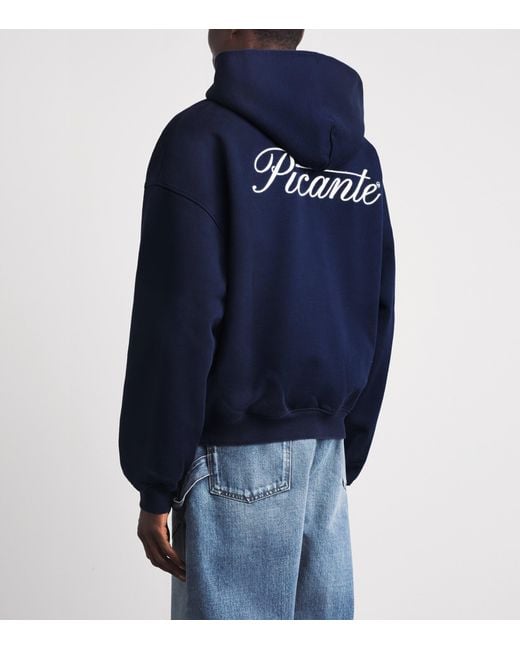 Picante Blue Organic Cotton Tailor Logo Hoodie for men