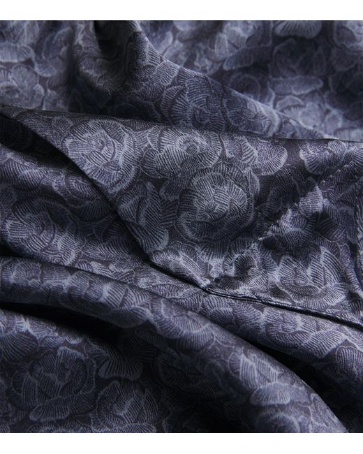 Derek Rose Blue Silk Rose Print Traditional Boxer Shorts for men