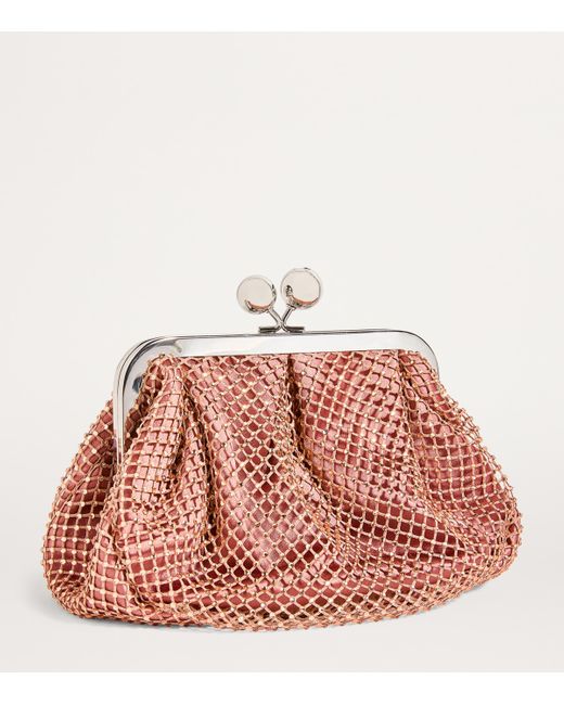 Weekend by Maxmara Red Small Satin Embellished Pasticcino Clutch Bag