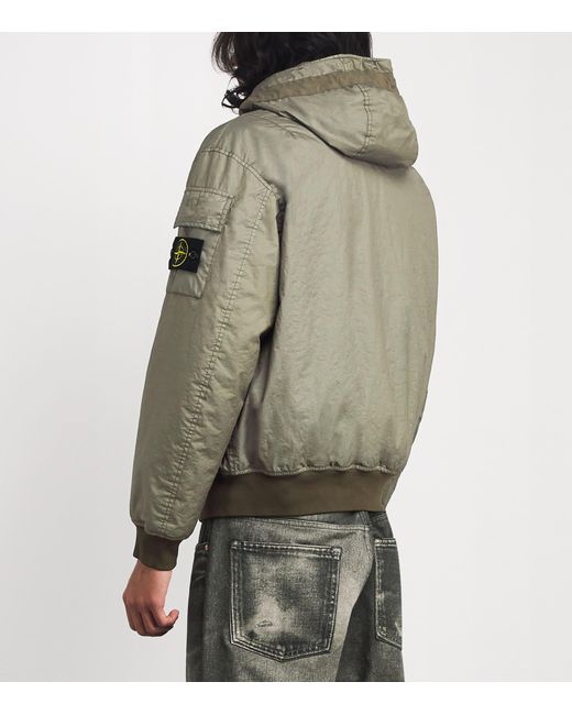 Stone Island Green Water-Resistant Nylon Bomber Jacket for men