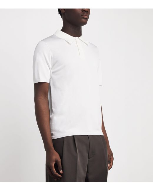 Sandro White Knitted Polo Shirt for men
