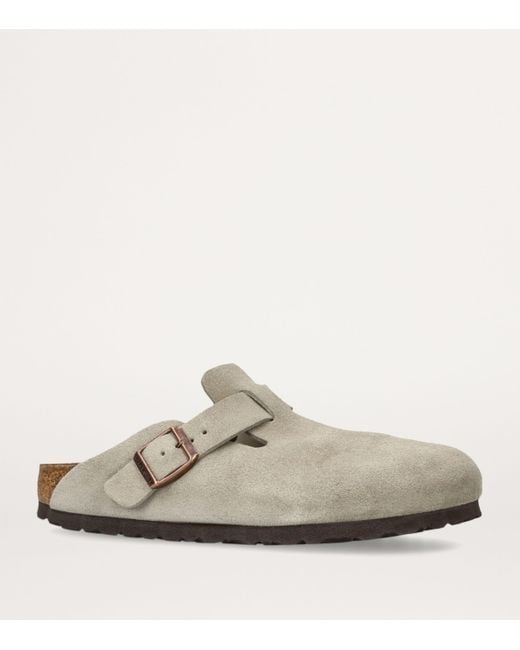 Birkenstock White Suede Boston Clogs