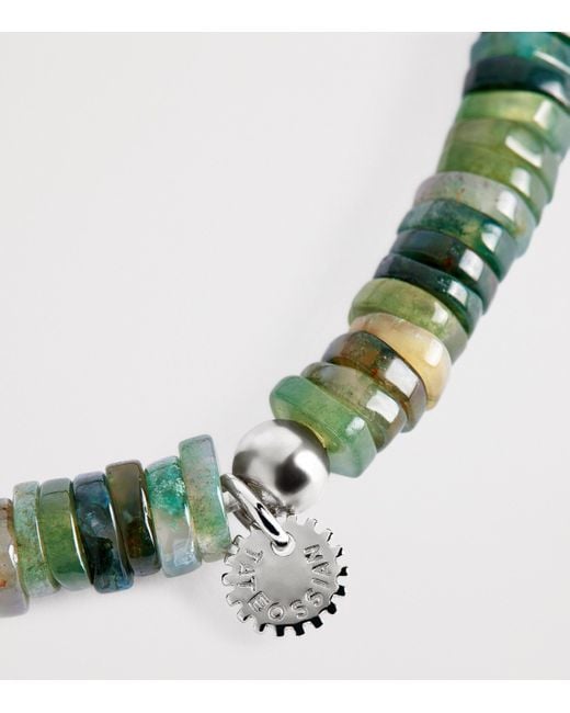 Tateossian Green Sterling And Moss Agate Constellation Bracelet for men