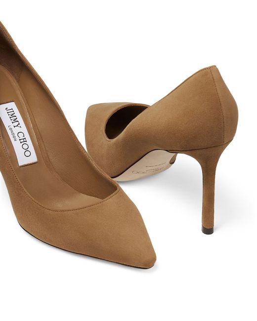 Jimmy Choo Brown Romy 85 Suede Court Shoes
