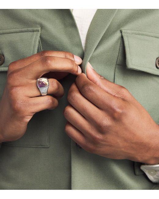 Tom Wood Sterling Cushion Sakura Ring in Metallic for Men | Lyst