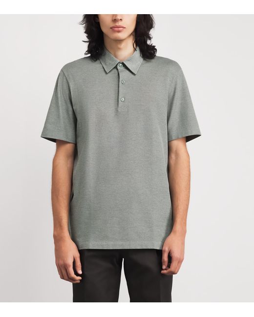 Brioni Gray Cotton Polo Shirt for men