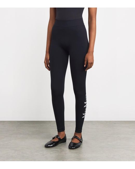 Max Mara Blue Jersey Logo Leggings