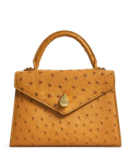 Ethan K Brown Mini Ostrich Leather Alla Top-handle Bag