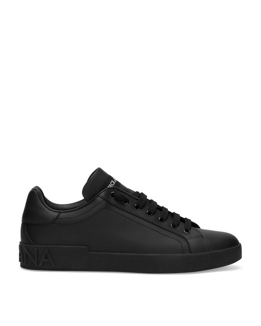Dolce & Gabbana Black Leather Logo Sneakers for men