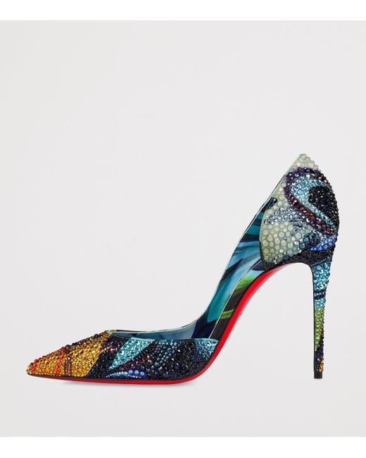 Christian Louboutin Blue Iriza Floral Strass Pumps 100