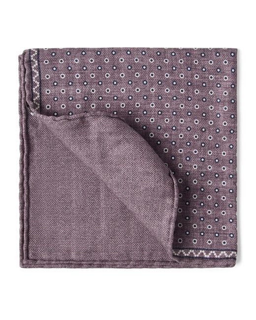 Brunello Cucinelli Purple Silk Spotted Pocket Square for men