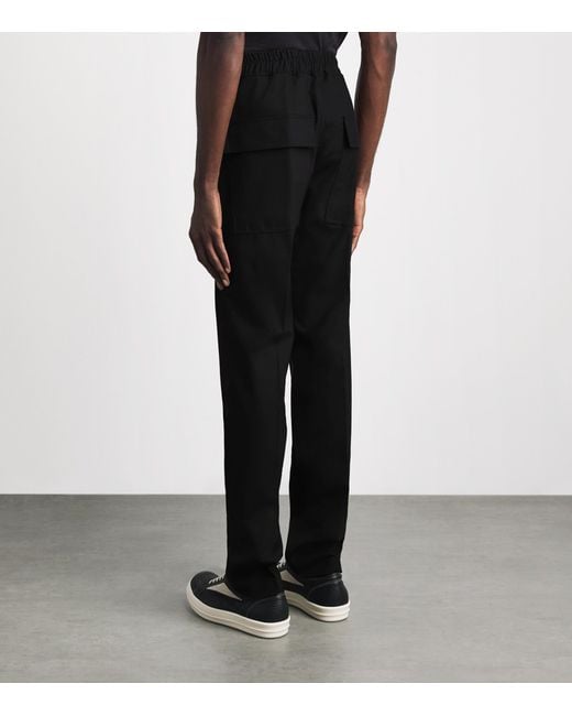 Rick Owens Black Wool-Blend Slim Drawstring Trousers for men