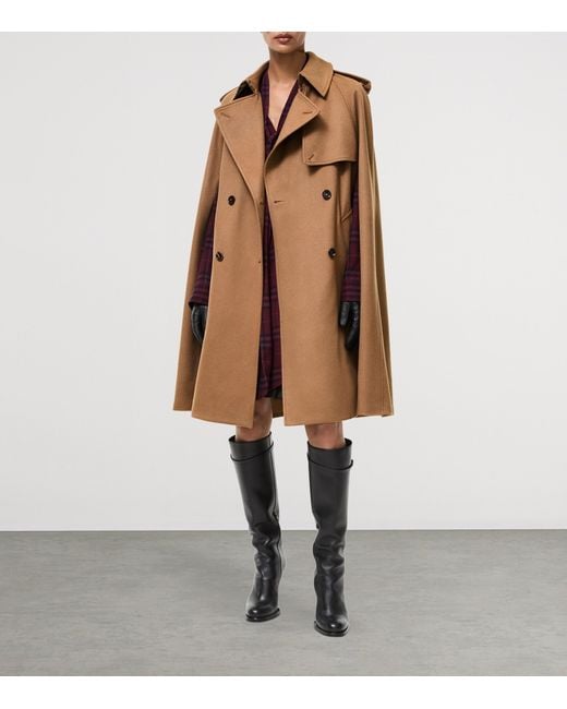 Burberry Brown Cashmere Belmont Trench Cape