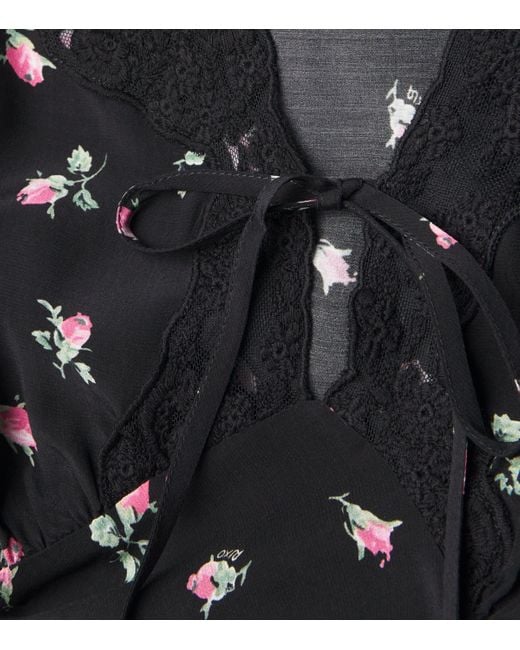 Rixo Black Rose Print Amary Maxi Dress