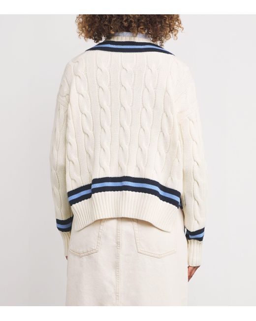 Polo Ralph Lauren Blue Cable-Knit Cricket Sweater