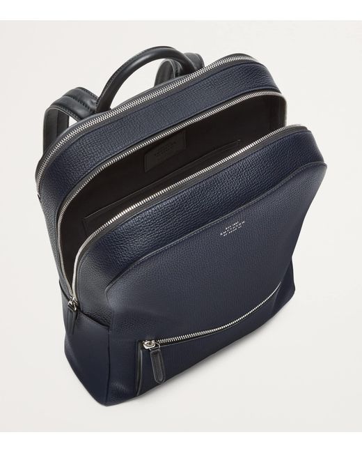 Smythson Blue Ludlow Leather Backpack for men