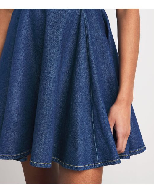 Maje Blue Denim Flared Mini Dress