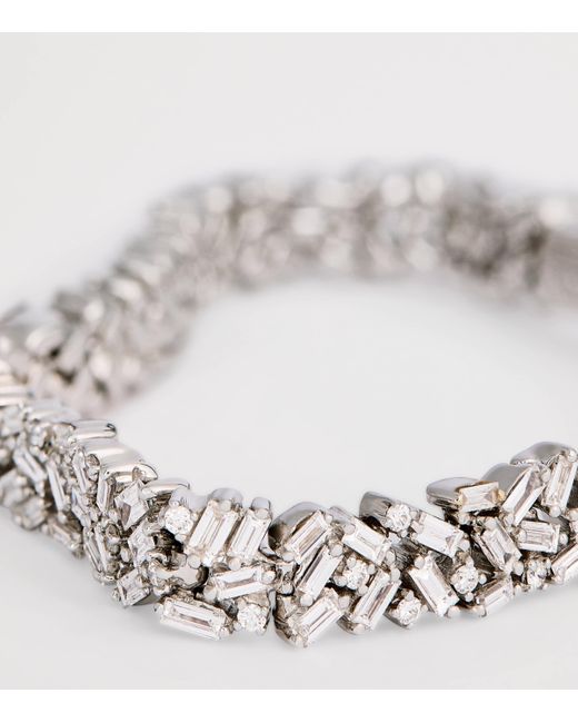 Suzanne Kalan White And Diamond Classic Midi Sparkler Tennis Bracelet