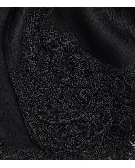 ME+EM Black Satin Lace-Trim Maxi Skirt