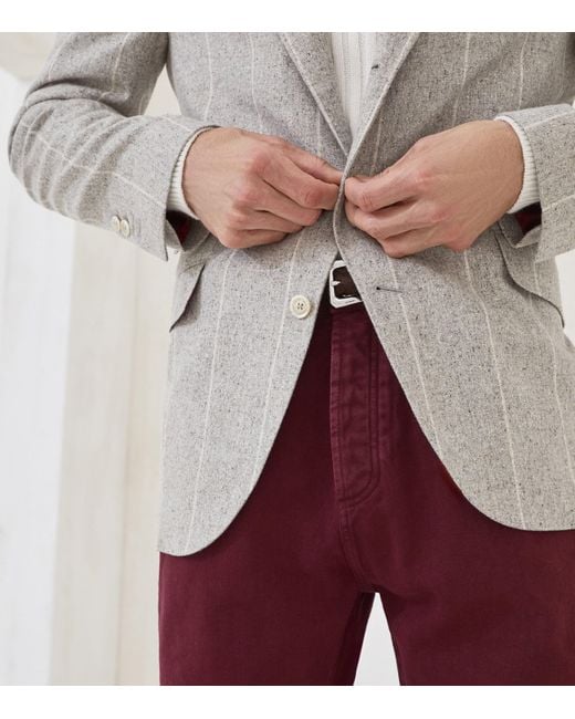Brunello Cucinelli Red Dyed Denim Trousers for men