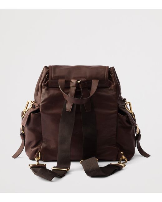 Prada Brown Medium Re-Nylon And Leather Explore Backpack