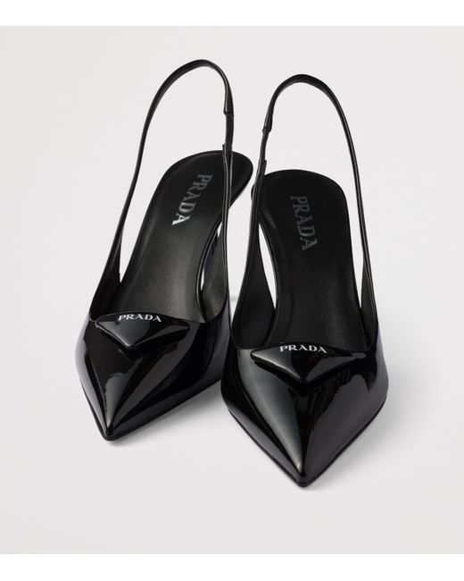 Prada Black Patent Leather Slingback Pumps