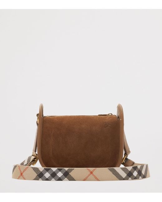 Burberry Brown Mini Suede B Clip Cross-Body Bag