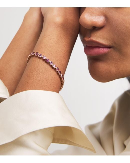 SHAY Pink And Sapphire Heart Tennis Bracelet