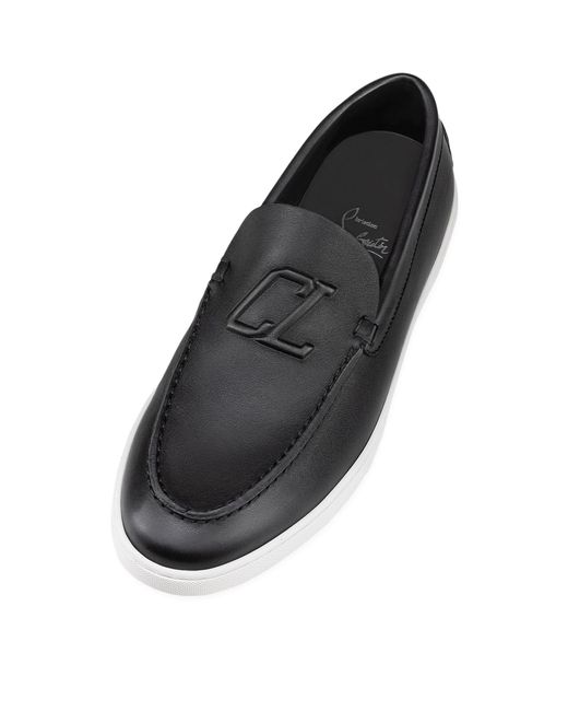 Christian Louboutin Black Leather Varsiboat Loafers for men