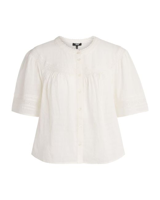 PAIGE White Cotton Embroidered Pasadena Blouse