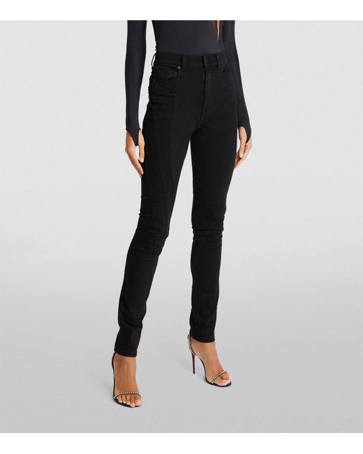Mugler Black Panelled High-rise Skinny Jeans