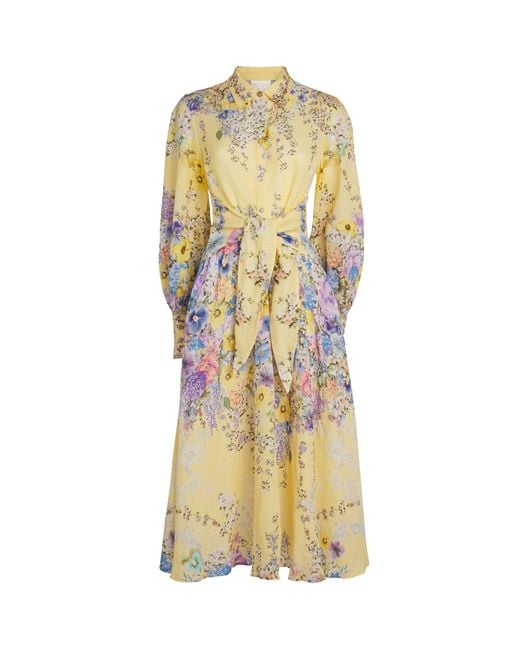 Camilla Yellow Linen Darling Buds Shirt Dress
