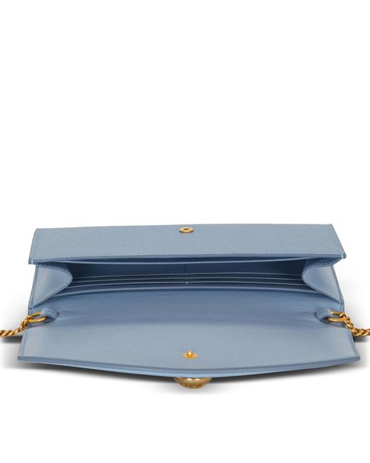 Balmain Blue Grained Calfskin Emblème Clutch Bag