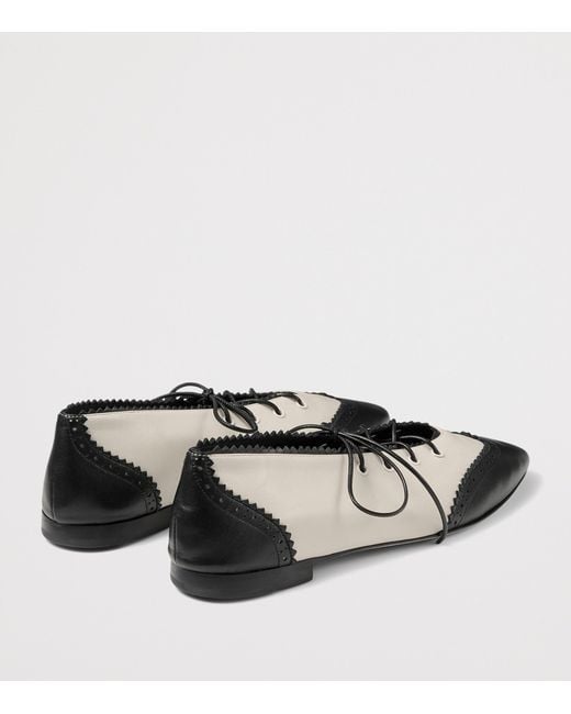 Jimmy Choo Black Margot Leather Lace-Up Flats
