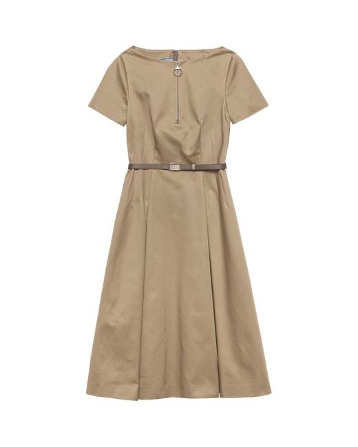 Prada Natural Cotton Belted Mini Dress