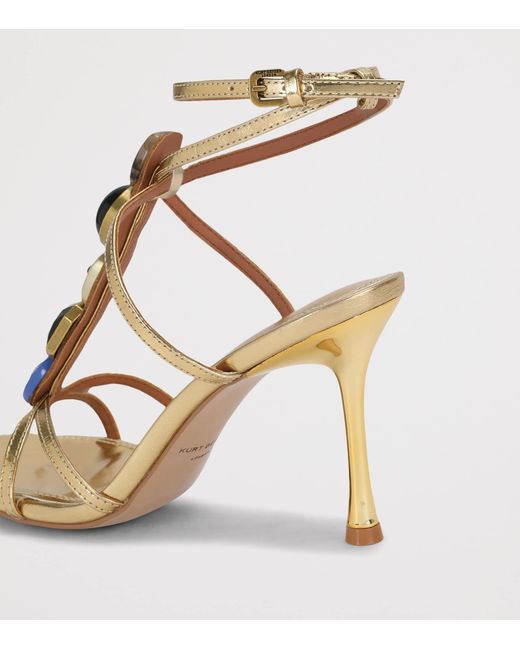 Kurt Geiger Metallic Leather Embellished Loulou Heeled Sandals 90