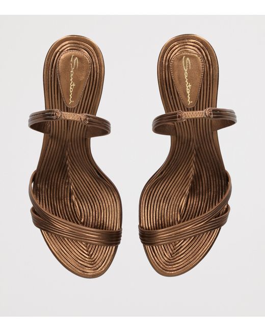 Santoni Brown Leather Serpentine Sandals 85
