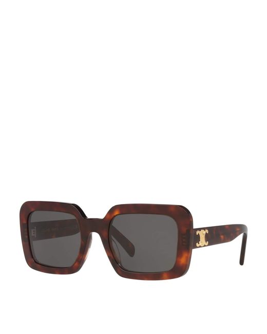 Céline Brown Tortoiseshell Square Triomphe Sunglasses