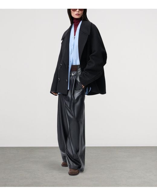 Loewe Black Wool Double-Breasted Short Coat