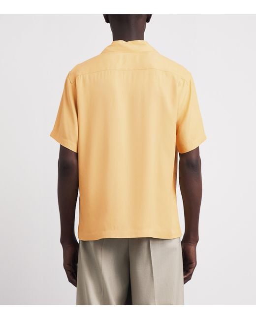 Sandro Yellow Linen Short-Sleeve Shirt for men