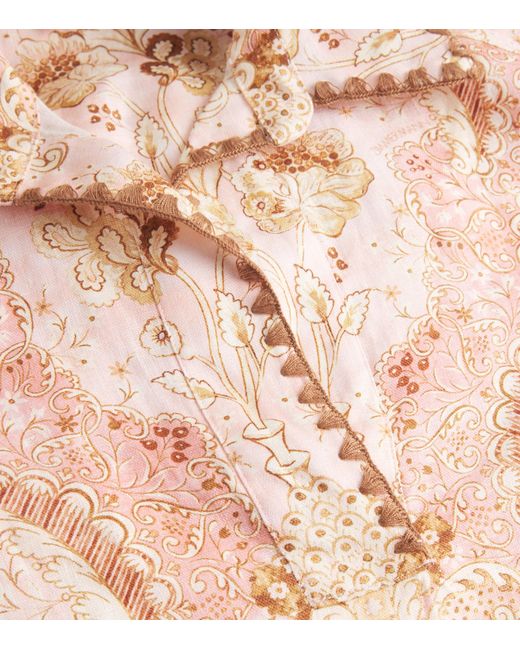 Zimmermann Pink Linen Printed Daylight Mini Dress