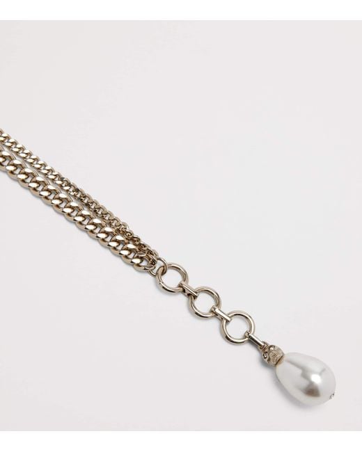 McQueen Metallic Crystal-Embellishment Skull Bracelet