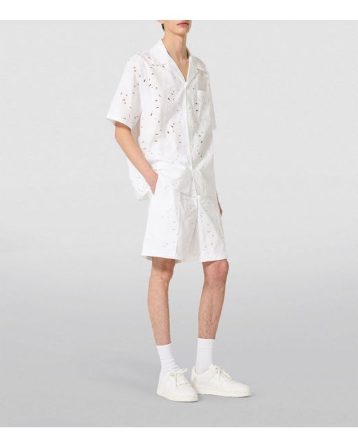 Valentino Garavani White Cotton-blend Bermuda Shorts for men