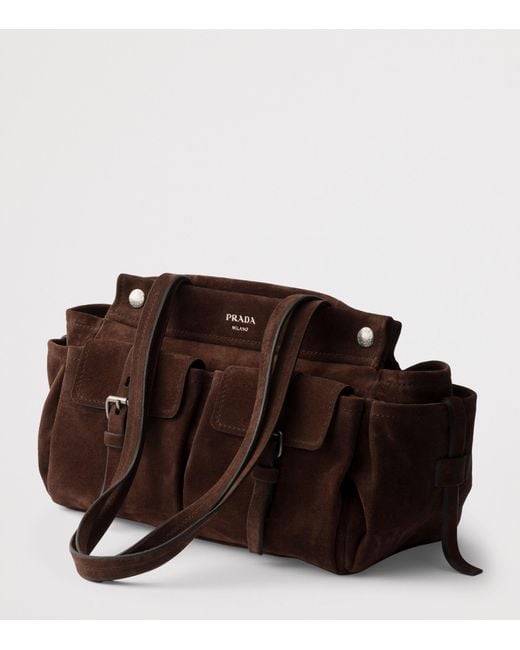 Prada Brown Medium Suede Route Tote Bag