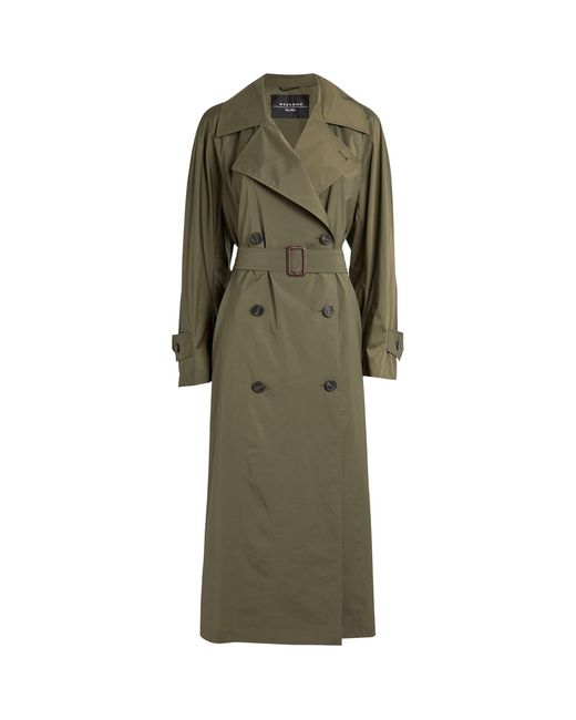 Weekend by Maxmara Canvas Trench Coat in Green - Lyst