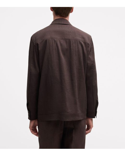 Boss Black Linen-Virgin Wool Overshirt for men