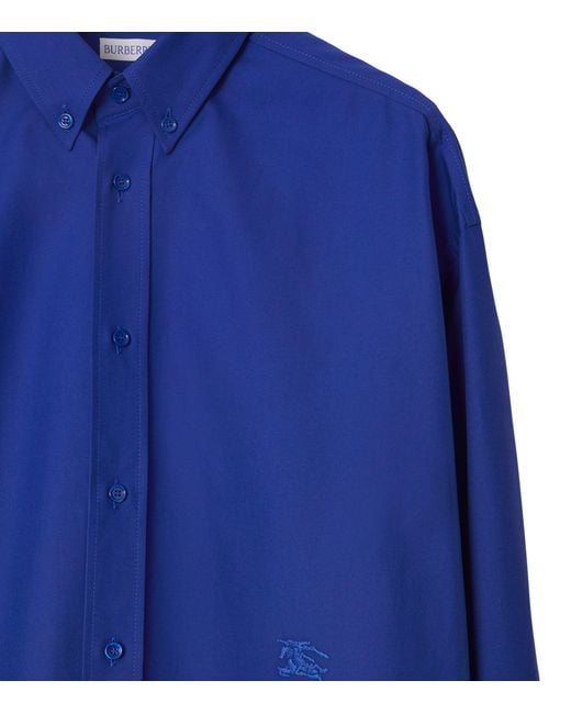 Burberry Blue Oversized Embroidered-ekd Shirt for men