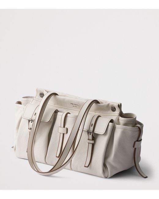 Prada Metallic Large Leather Route Tote Bag