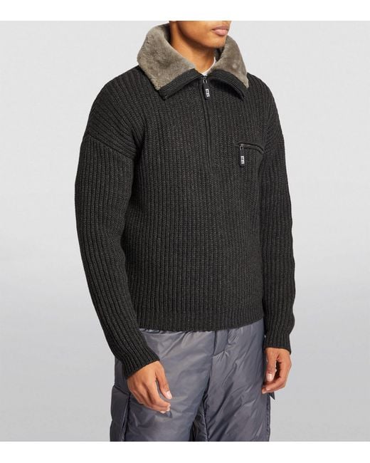 Giorgio Armani Black Cashmere Funnel-neck Sweater for men